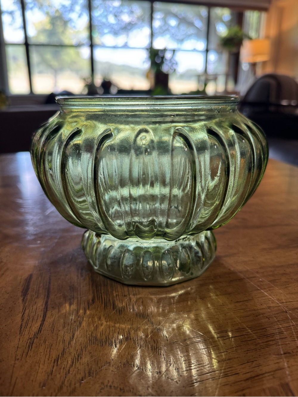Mid Century Planter: Olive Green Glass by Inarco